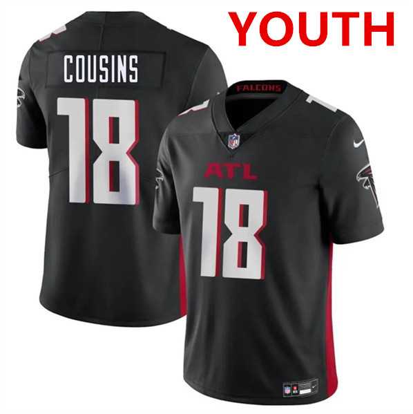 Youth Atlanta Falcons #18 Kirk Cousins Black Vapor Untouchable Limited Stitched Jerseys Dzhi->youth nfl jersey->Youth Jersey